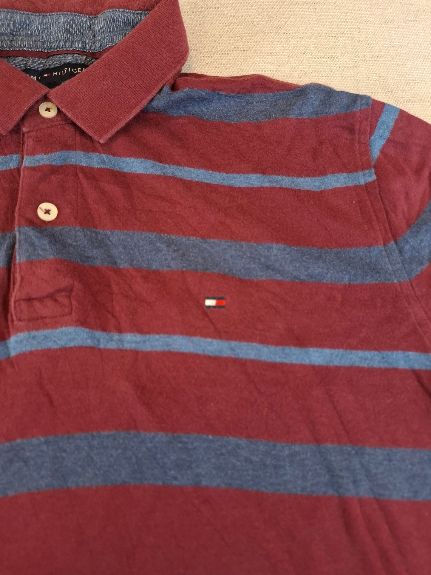 001258 Tommy Hilfiger Polo shirt size L Burgundy/ Blue