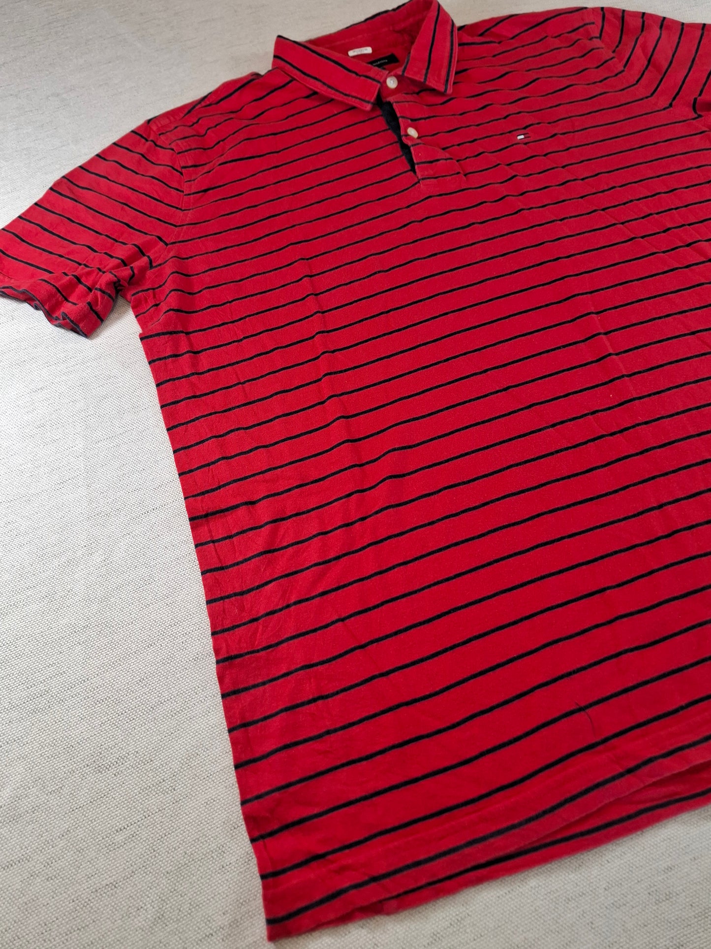001259 Tommy Hilfiger Polo shirt size XXL Red/ Navy striped