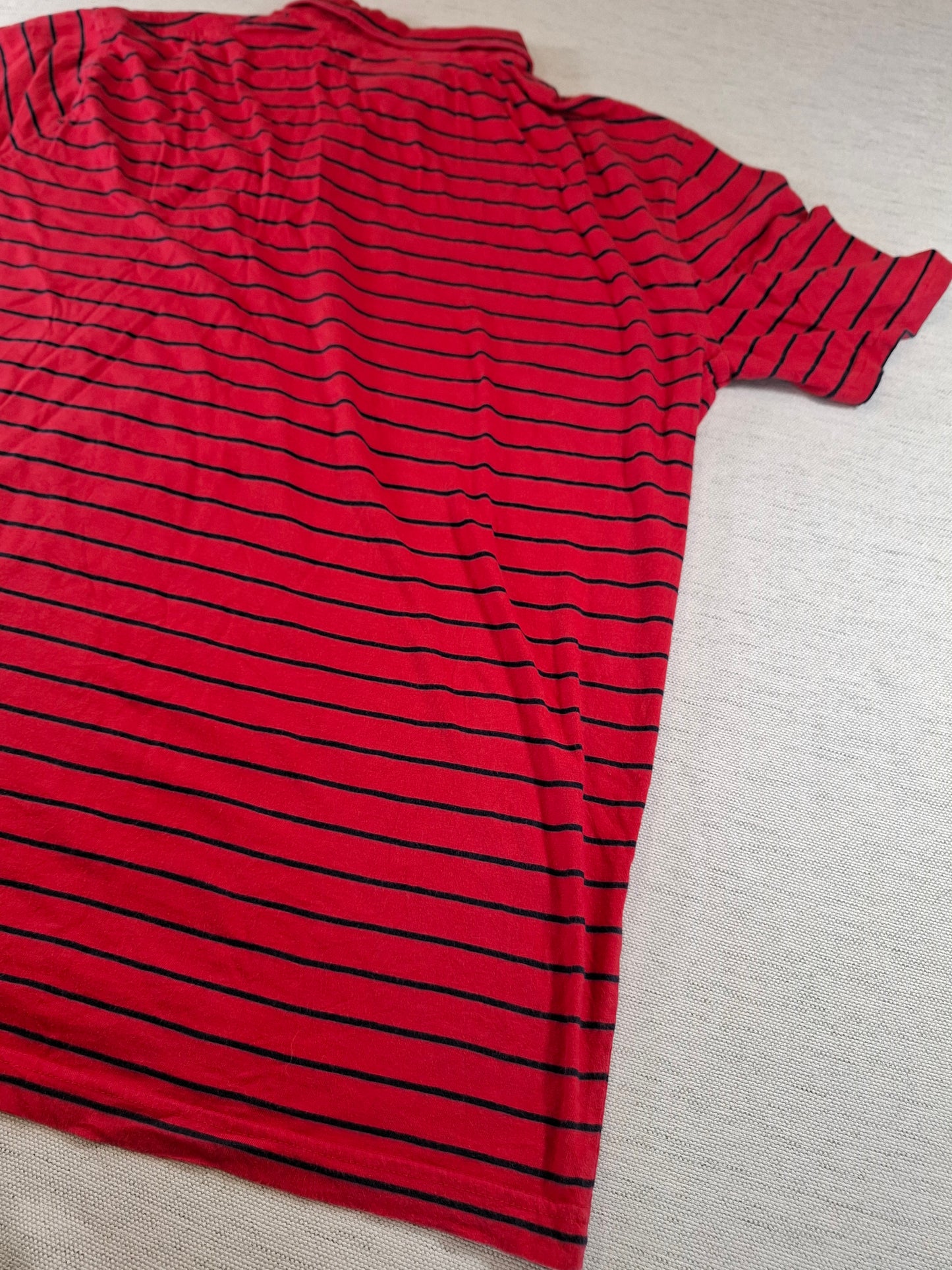 001259 Tommy Hilfiger Polo shirt size XXL Red/ Navy striped