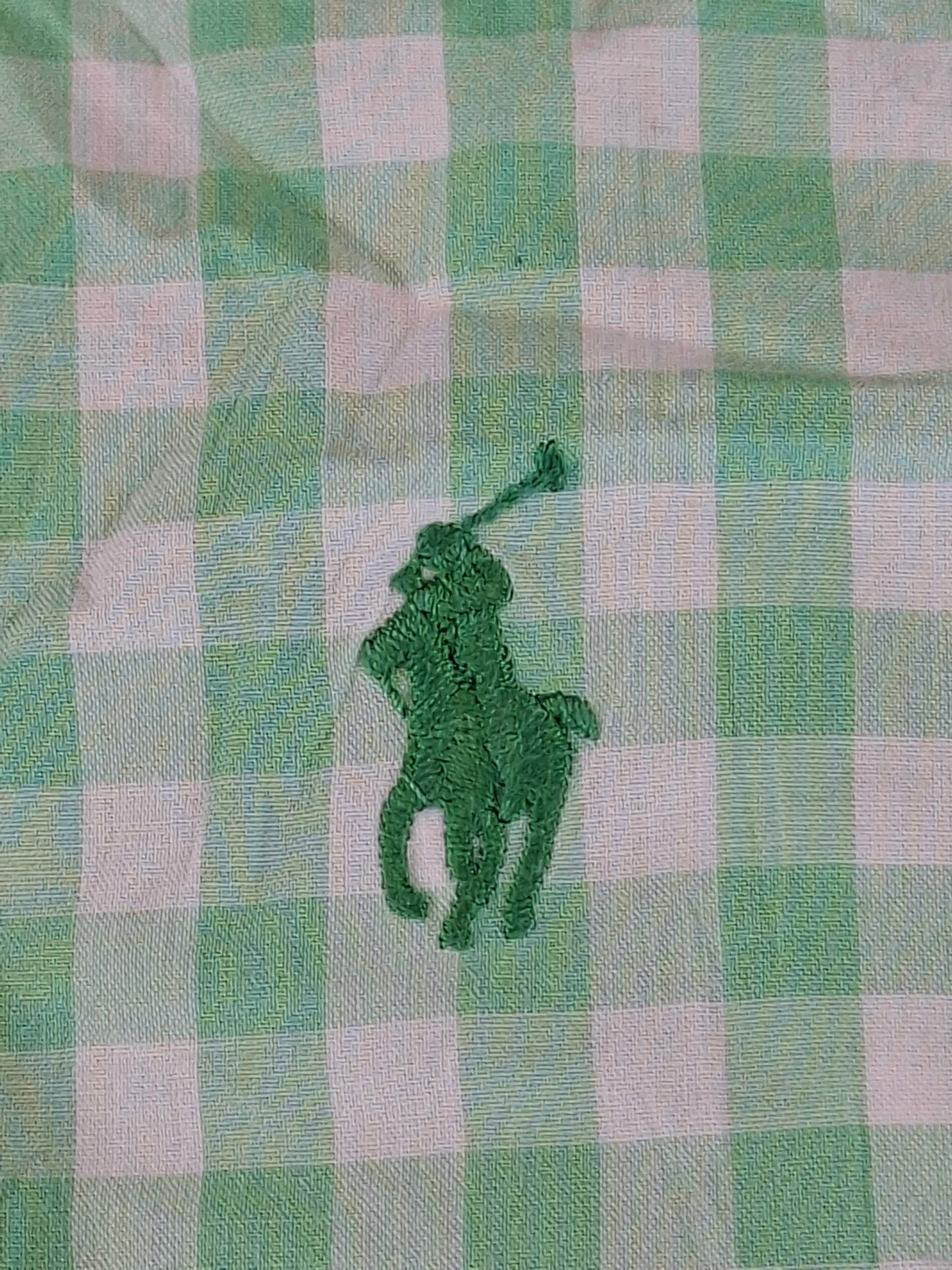 001265 Polo Ralph Lauren button down shirt size L Green/ White checkered