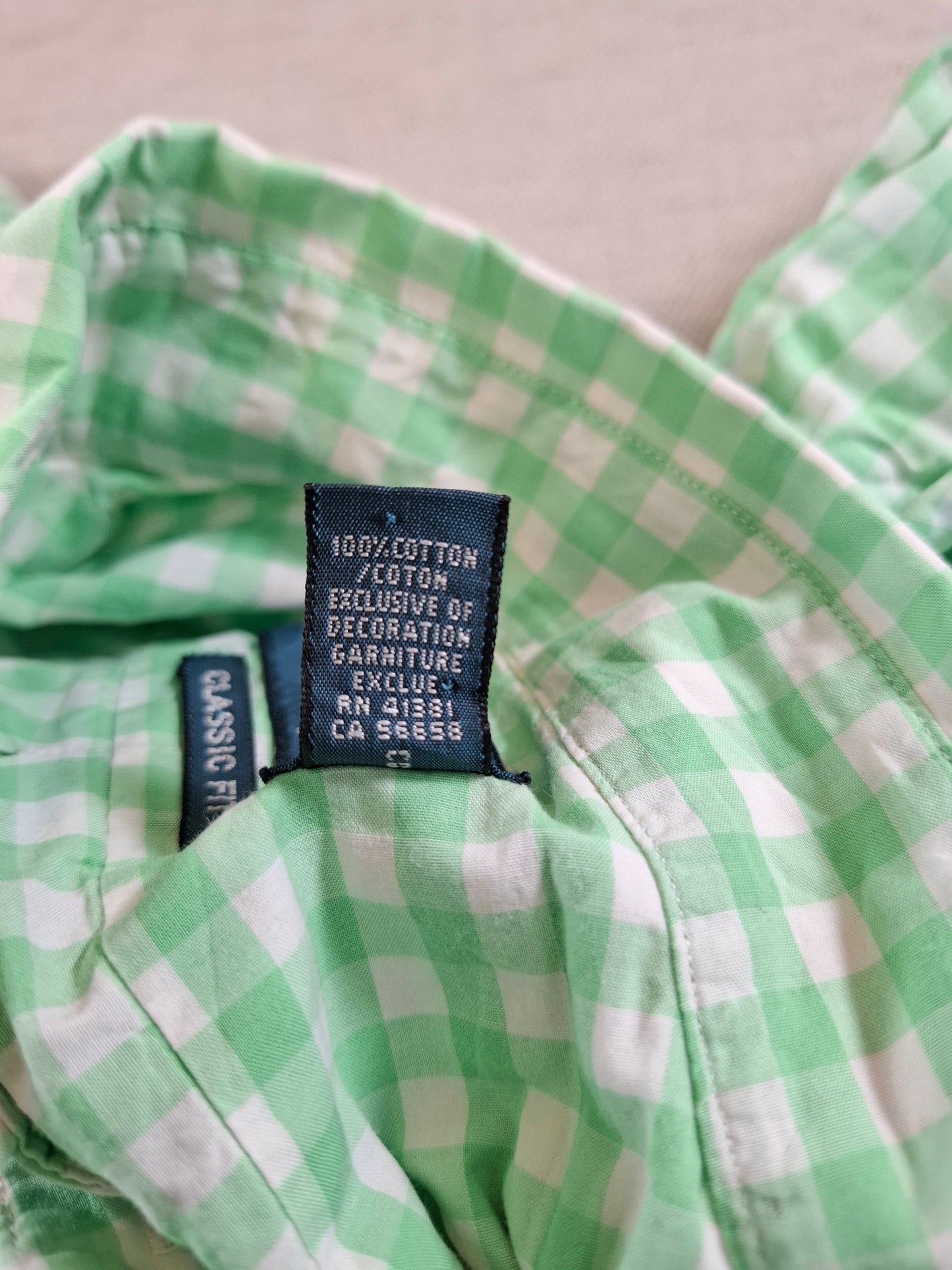 001265 Polo Ralph Lauren button down shirt size L Green/ White checkered