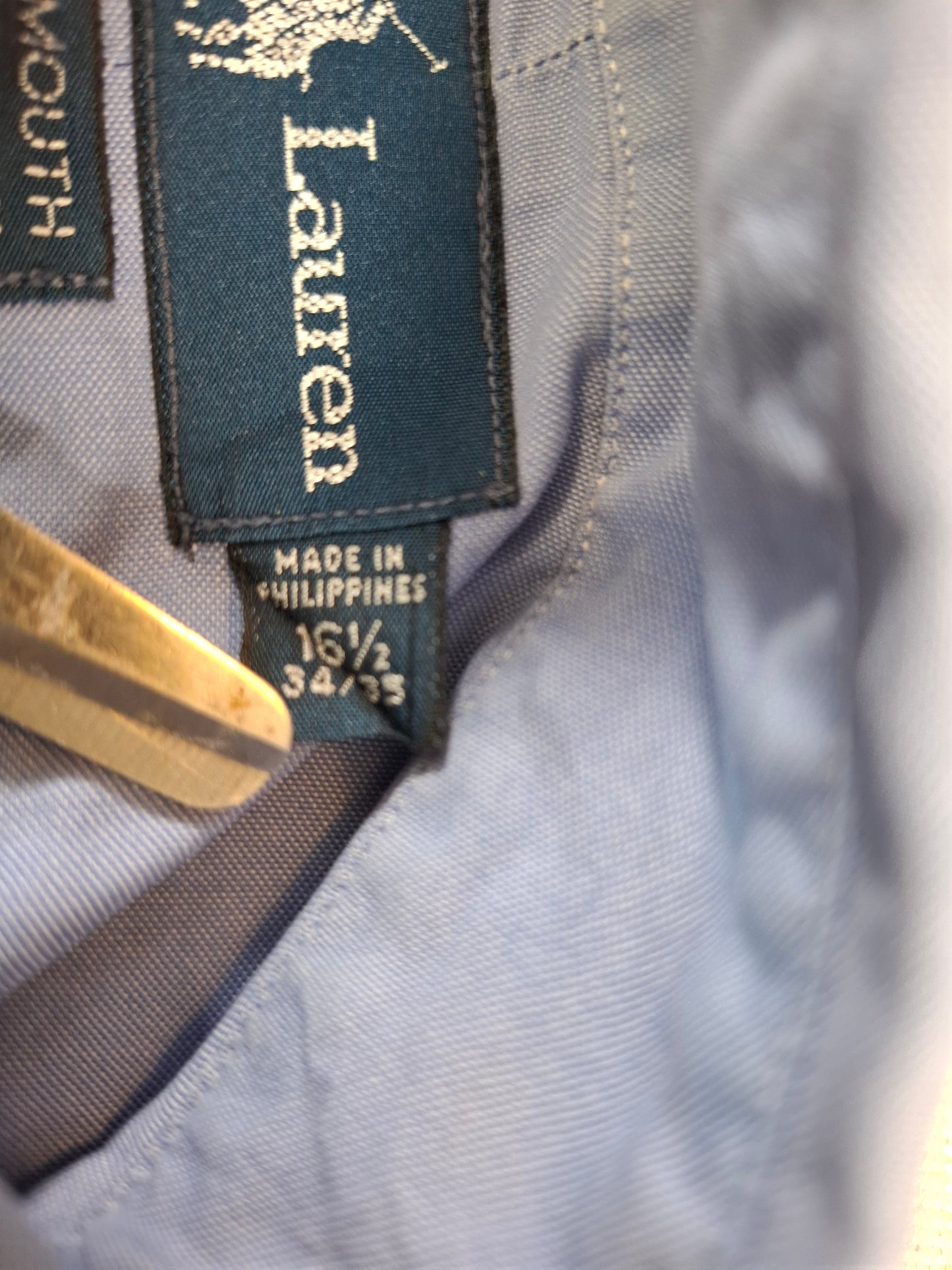 001267 Polo Ralph Lauren Button down shirt size 34/35 16-50 Light Blue