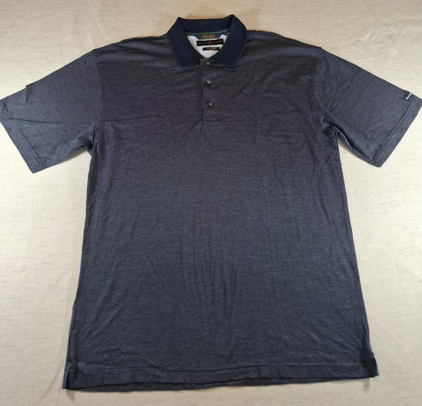 001269 Tommy Hilfiger Polo shirt size L Navy/ White 'spots'