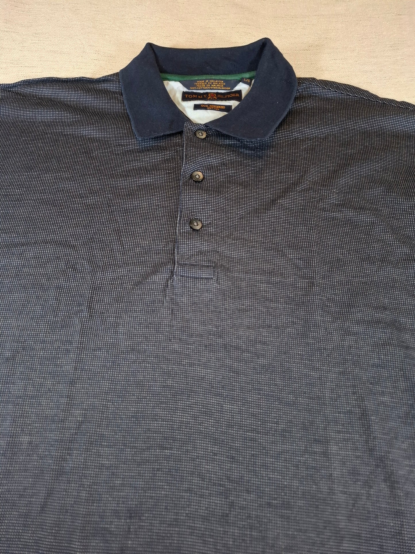001269 Tommy Hilfiger Polo shirt size L Navy/ White 'spots'