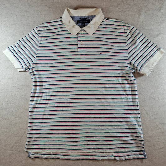 001298 Tommy Hilfiger Polo shirt size L White/ Multicolor stripes