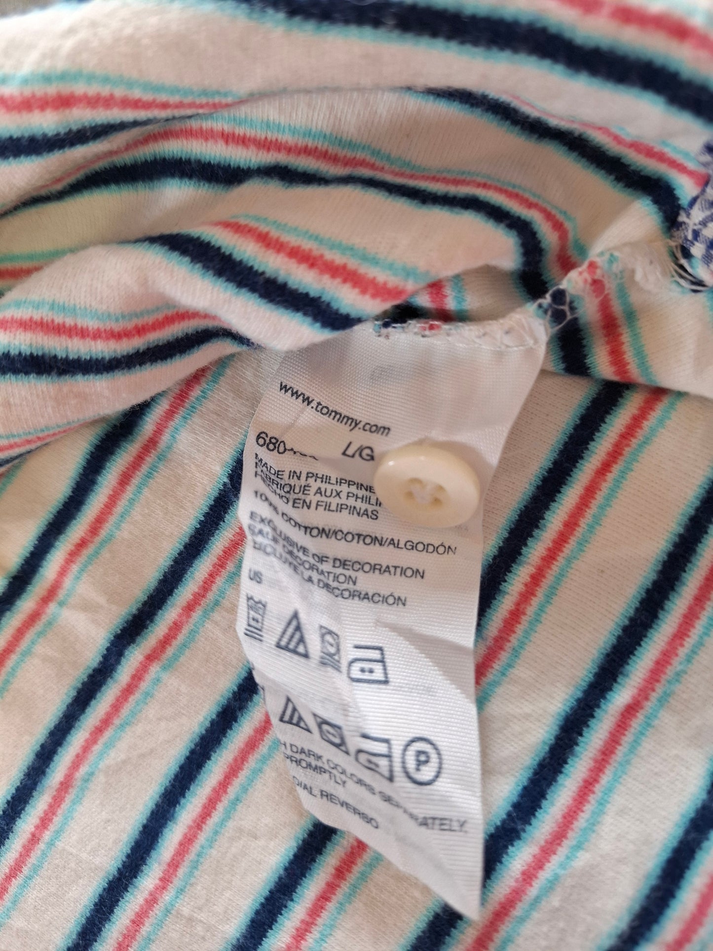 001298 Tommy Hilfiger Polo shirt size L White/ Multicolor stripes
