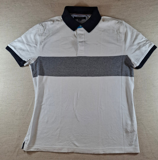 001302 Tommy Hilfiger Polo shirt size M White/ Grey stripes