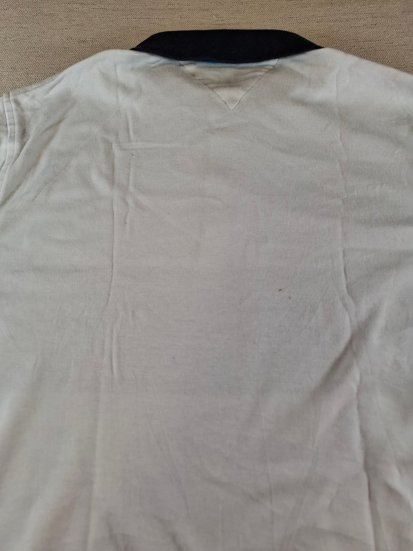 001302 Tommy Hilfiger Polo shirt size M White/ Grey stripes