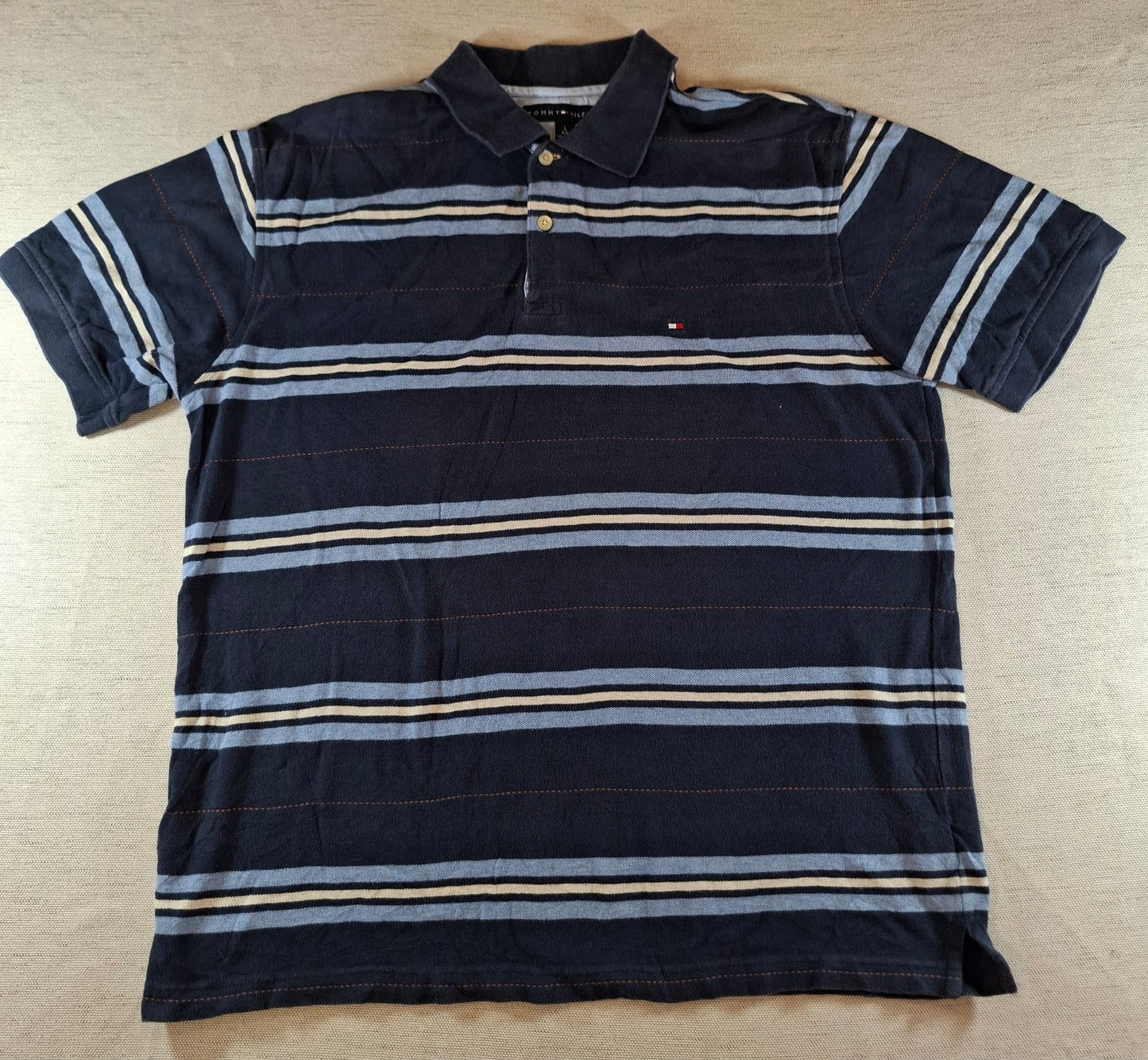 001307 Tommy Hilfiger Polo shirt size L Navy/ Lightblue