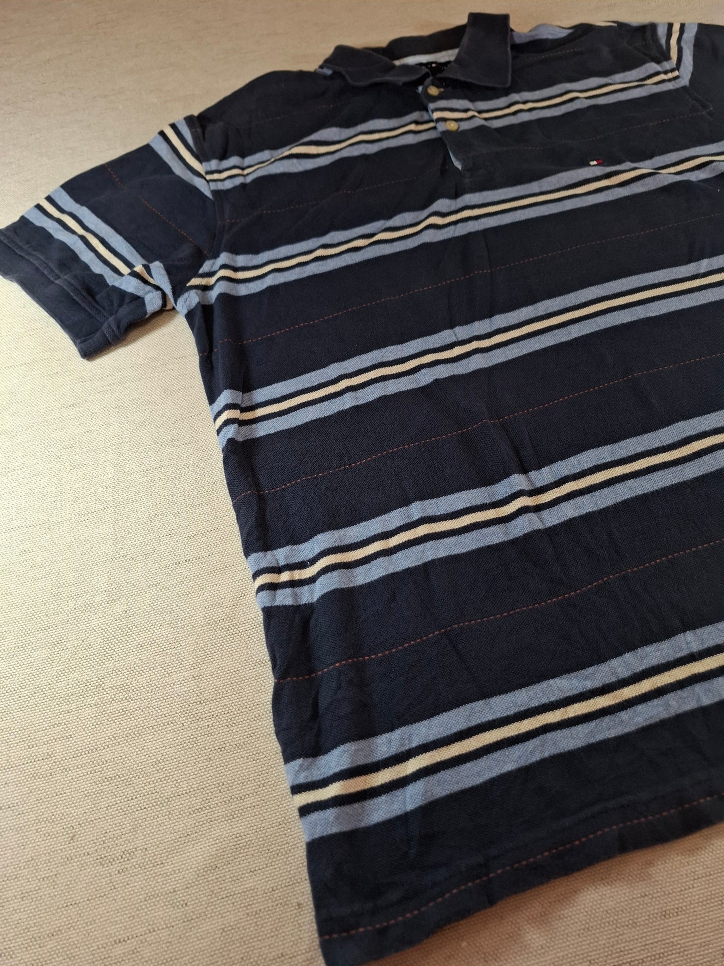 001307 Tommy Hilfiger Polo shirt size L Navy/ Lightblue