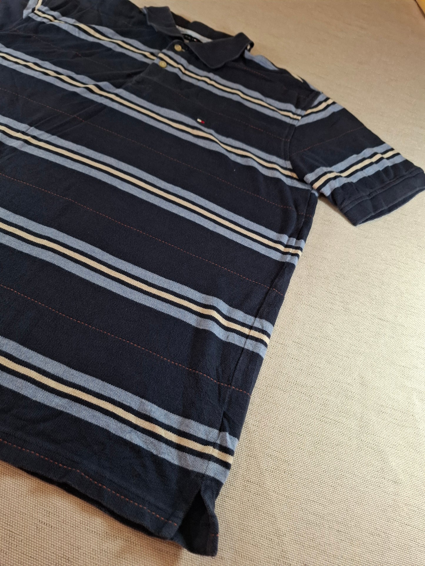 001307 Tommy Hilfiger Polo shirt size L Navy/ Lightblue