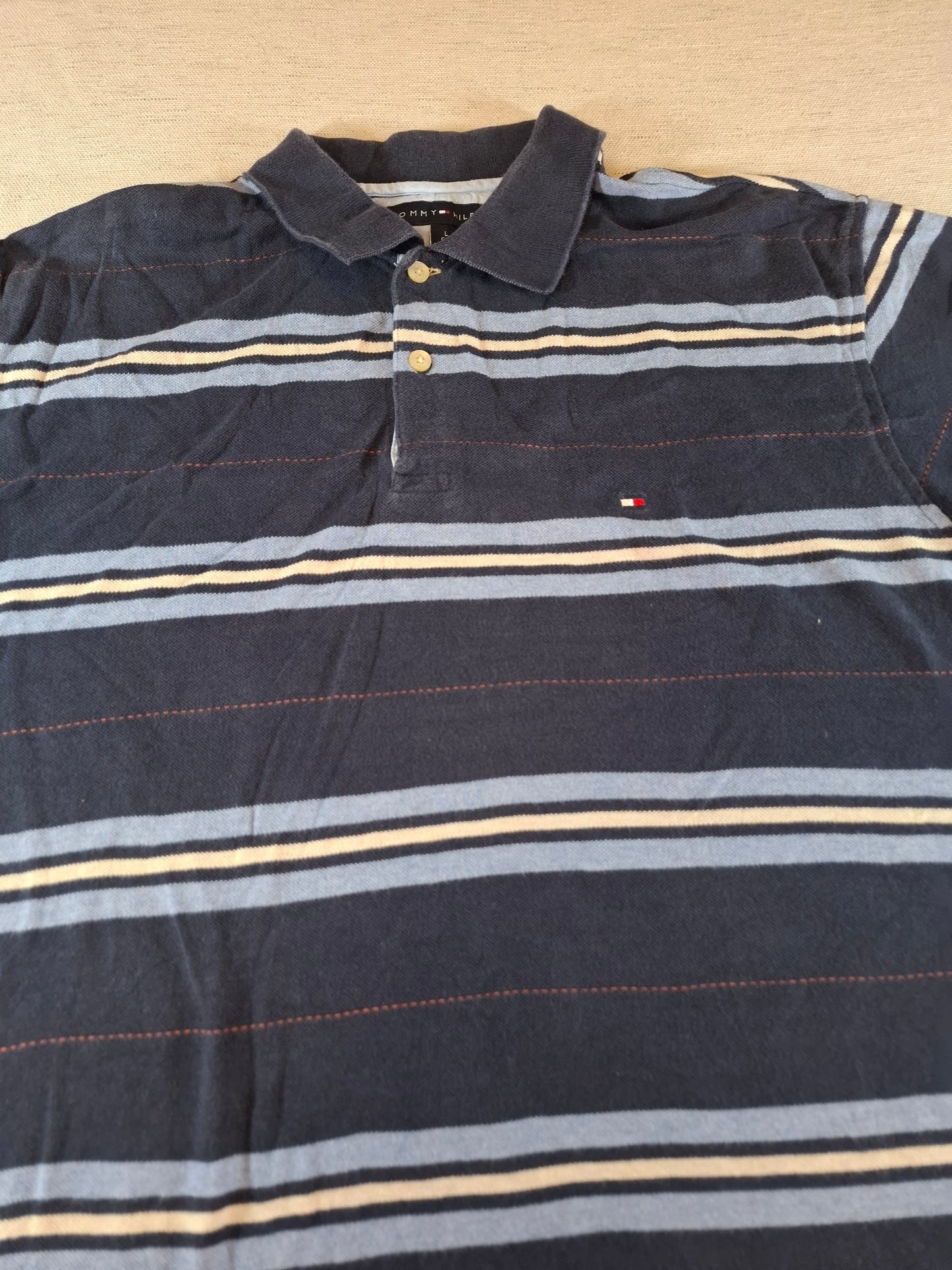 001307 Tommy Hilfiger Polo shirt size L Navy/ Lightblue