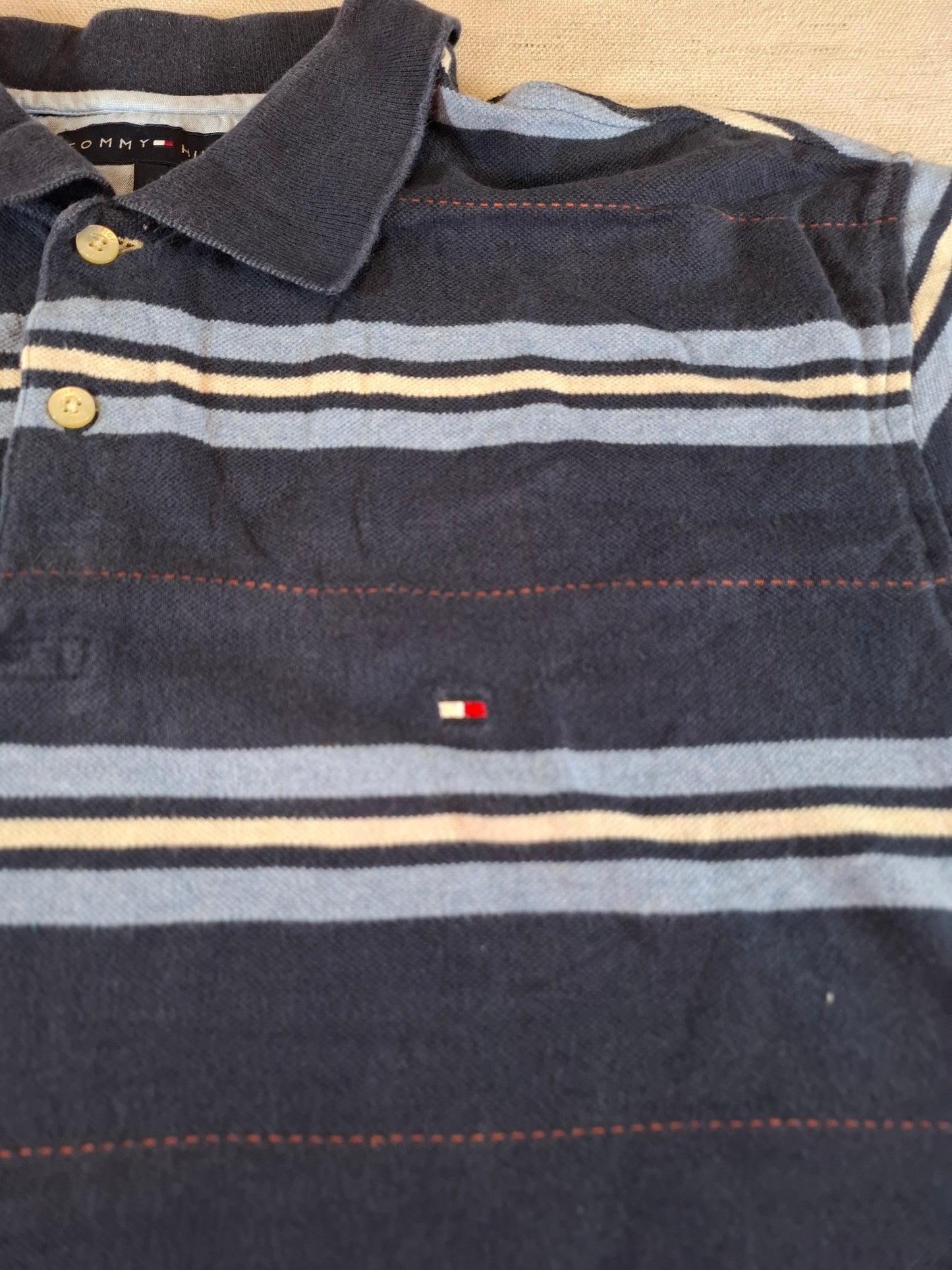 001307 Tommy Hilfiger Polo shirt size L Navy/ Lightblue