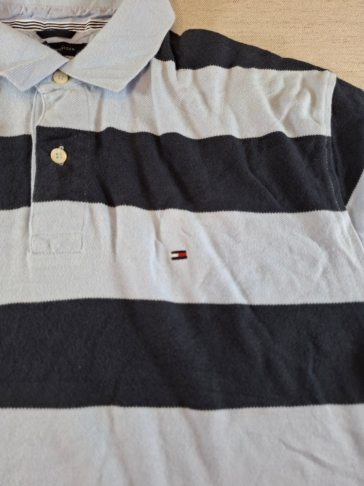 001308 Tommy Hilfiger Polo shirt size XL Lightblue/ navy