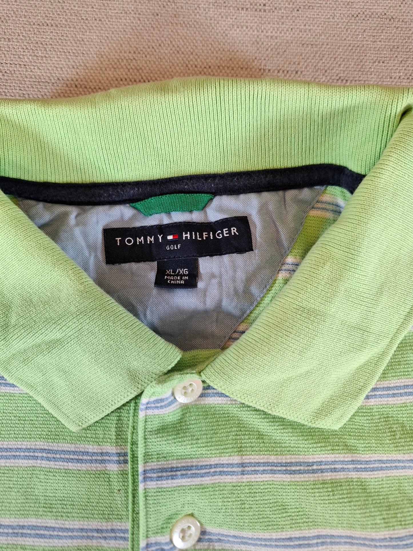 001310 Tommy Hilfiger Polo shirt size XL Mint/ Blue/ White