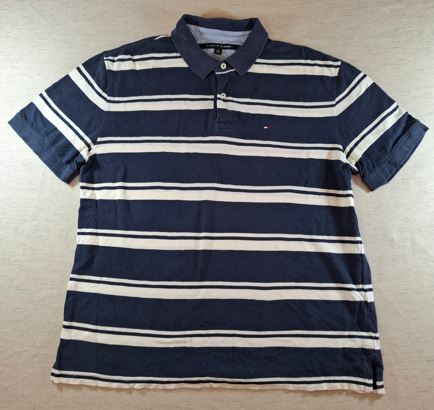 001313 Tommy Hilfiger Polo shirt size XL Navy/ White stripes