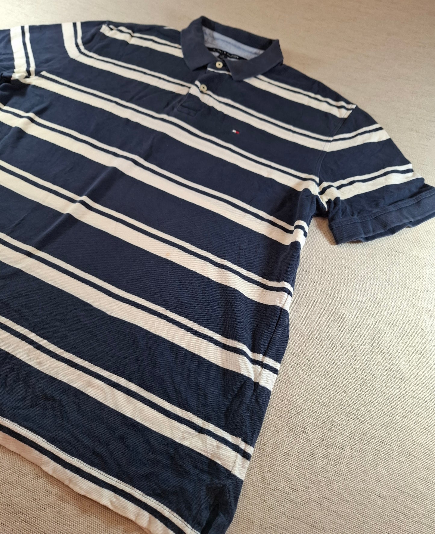 001313 Tommy Hilfiger Polo shirt size XL Navy/ White stripes