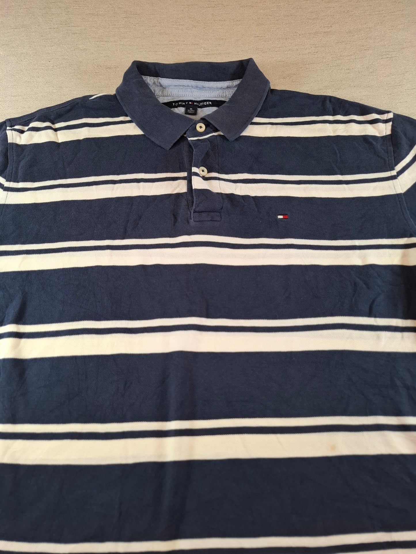 001313 Tommy Hilfiger Polo shirt size XL Navy/ White stripes