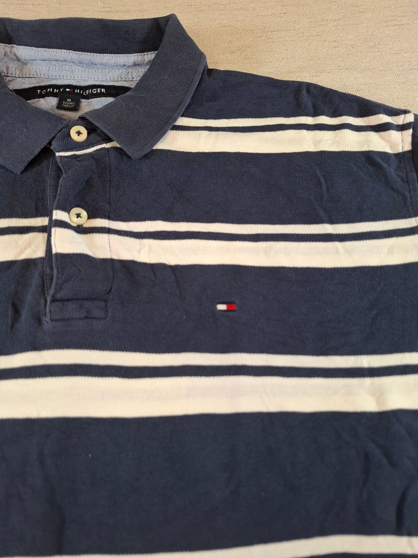 001313 Tommy Hilfiger Polo shirt size XL Navy/ White stripes