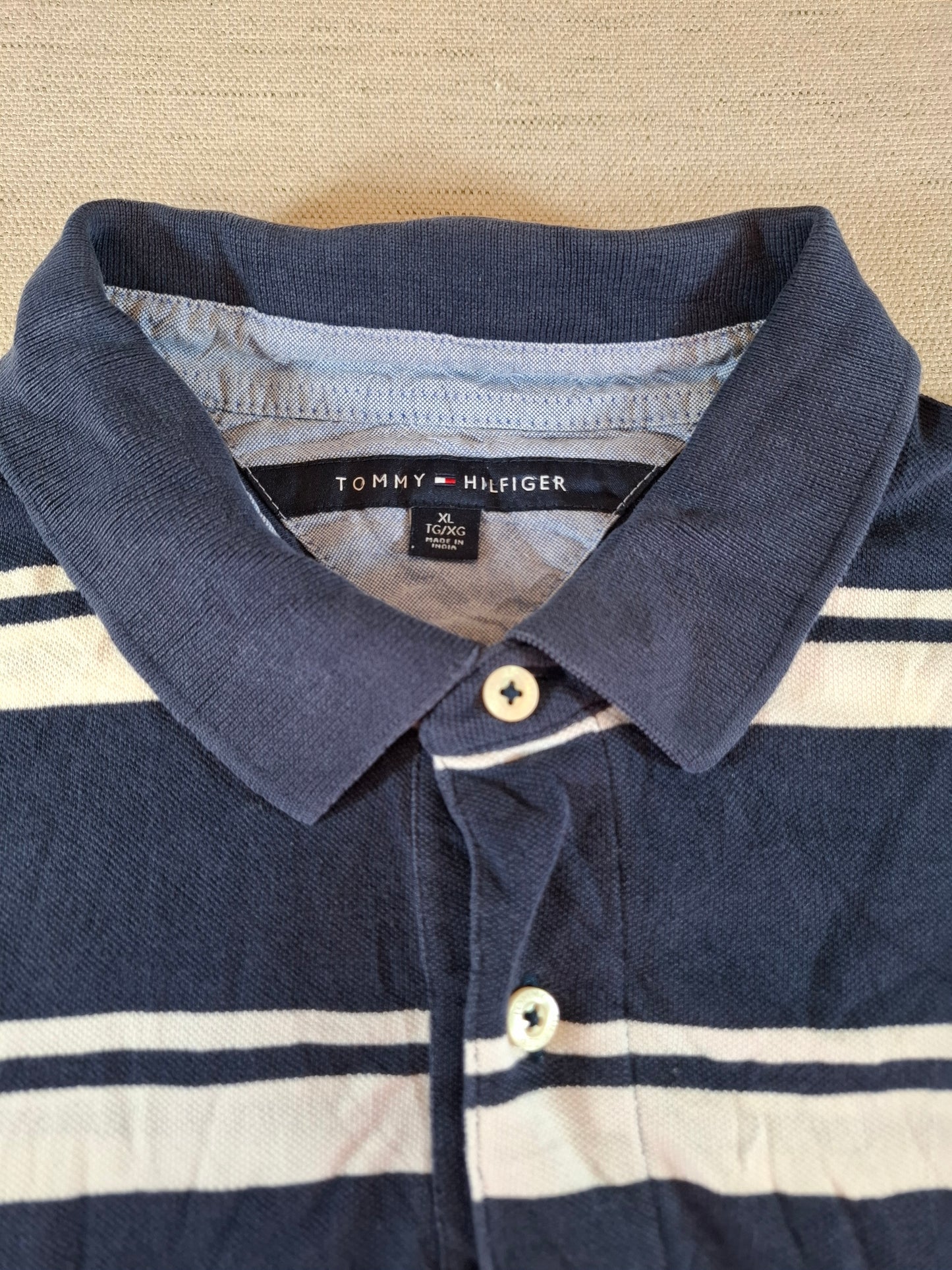 001313 Tommy Hilfiger Polo shirt size XL Navy/ White stripes