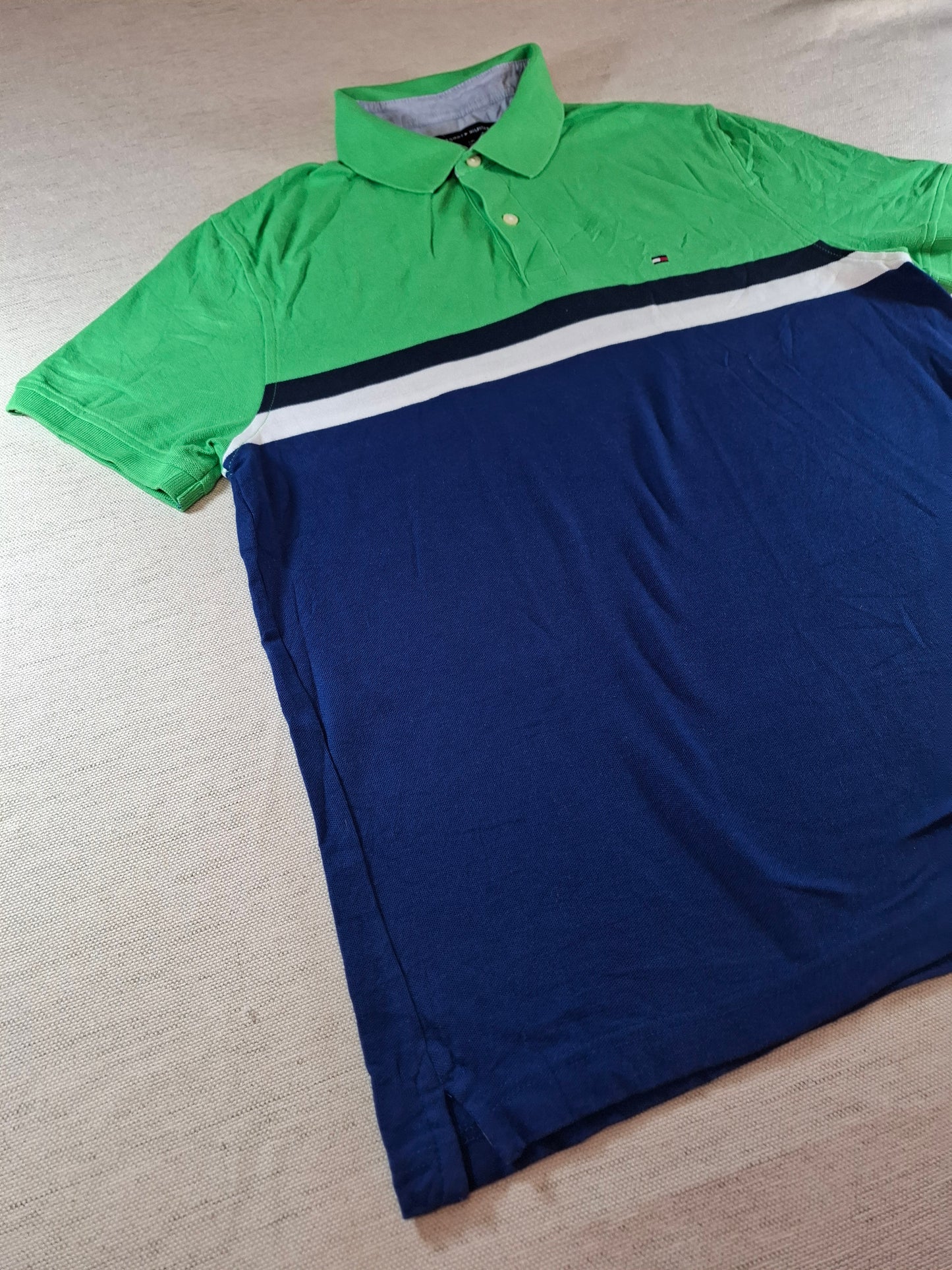 001317 Tommy Hilfiger Polo shirt size Large Green/ Navy