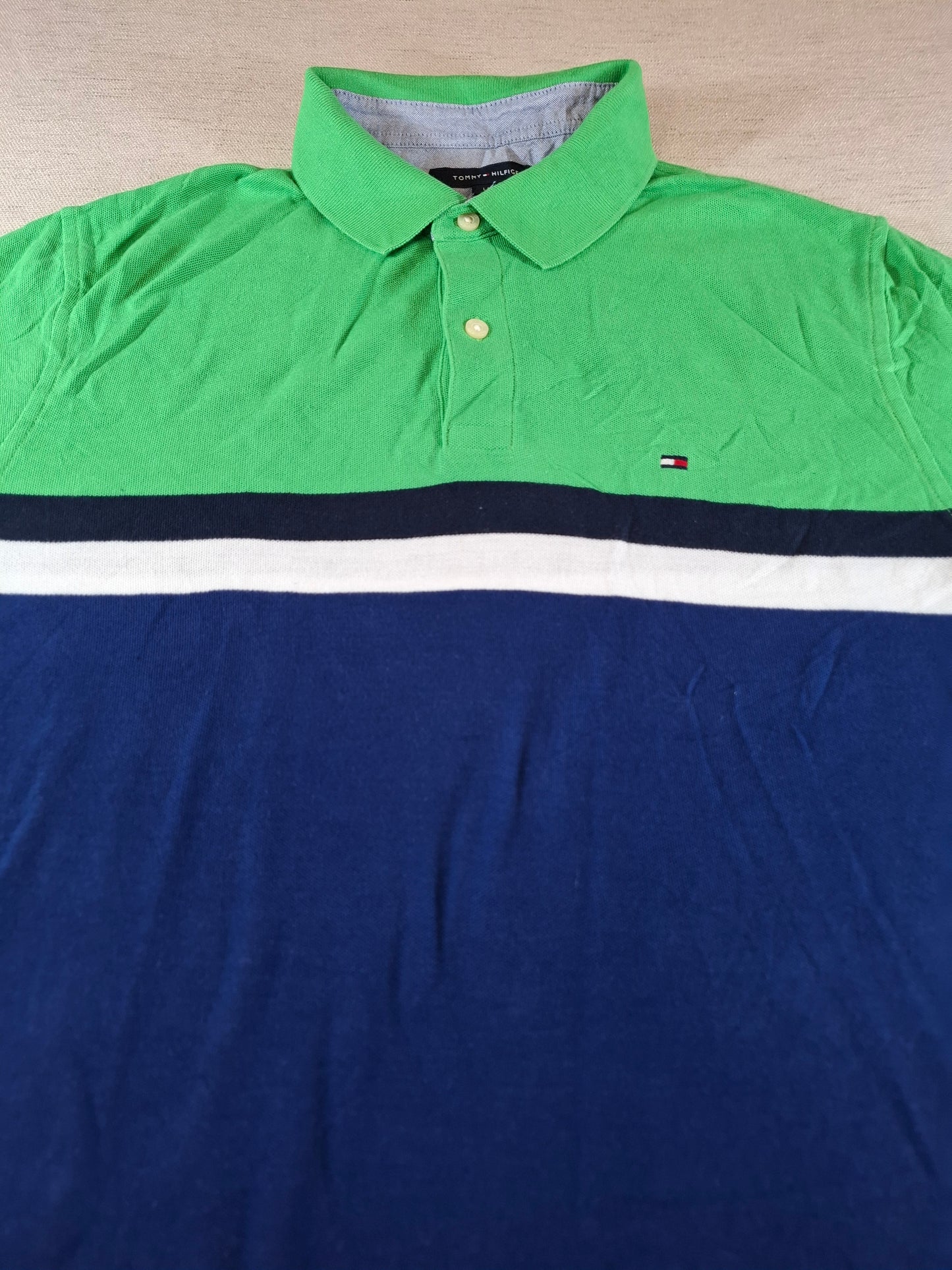 001317 Tommy Hilfiger Polo shirt size Large Green/ Navy