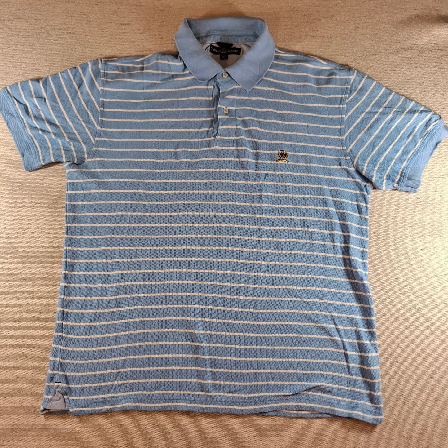 001318 Tommy Hilfiger Polo shirt size L Ligthtblue/ White