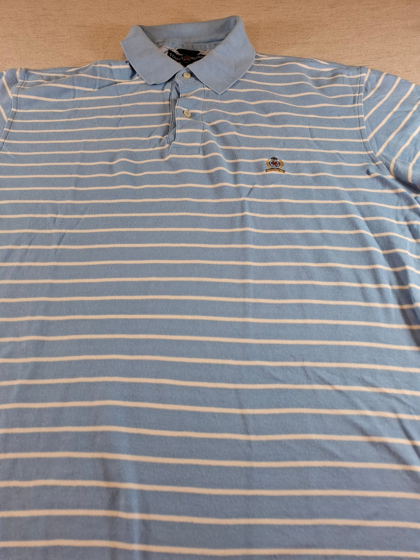 001318 Tommy Hilfiger Polo shirt size L Ligthtblue/ White