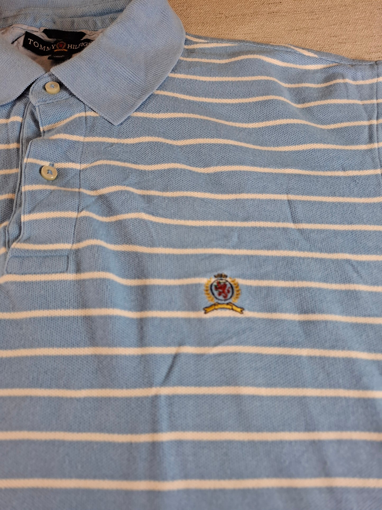 001318 Tommy Hilfiger Polo shirt size L Ligthtblue/ White