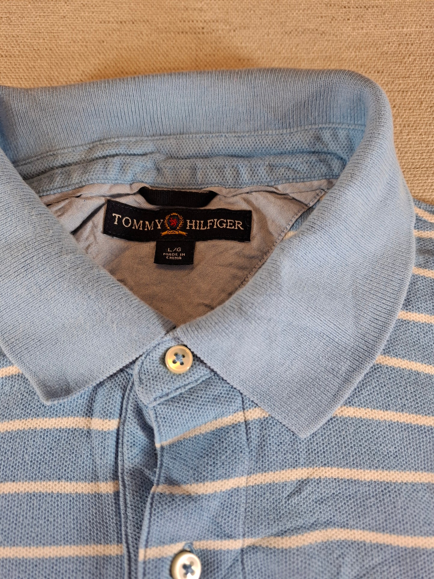 001318 Tommy Hilfiger Polo shirt size L Ligthtblue/ White