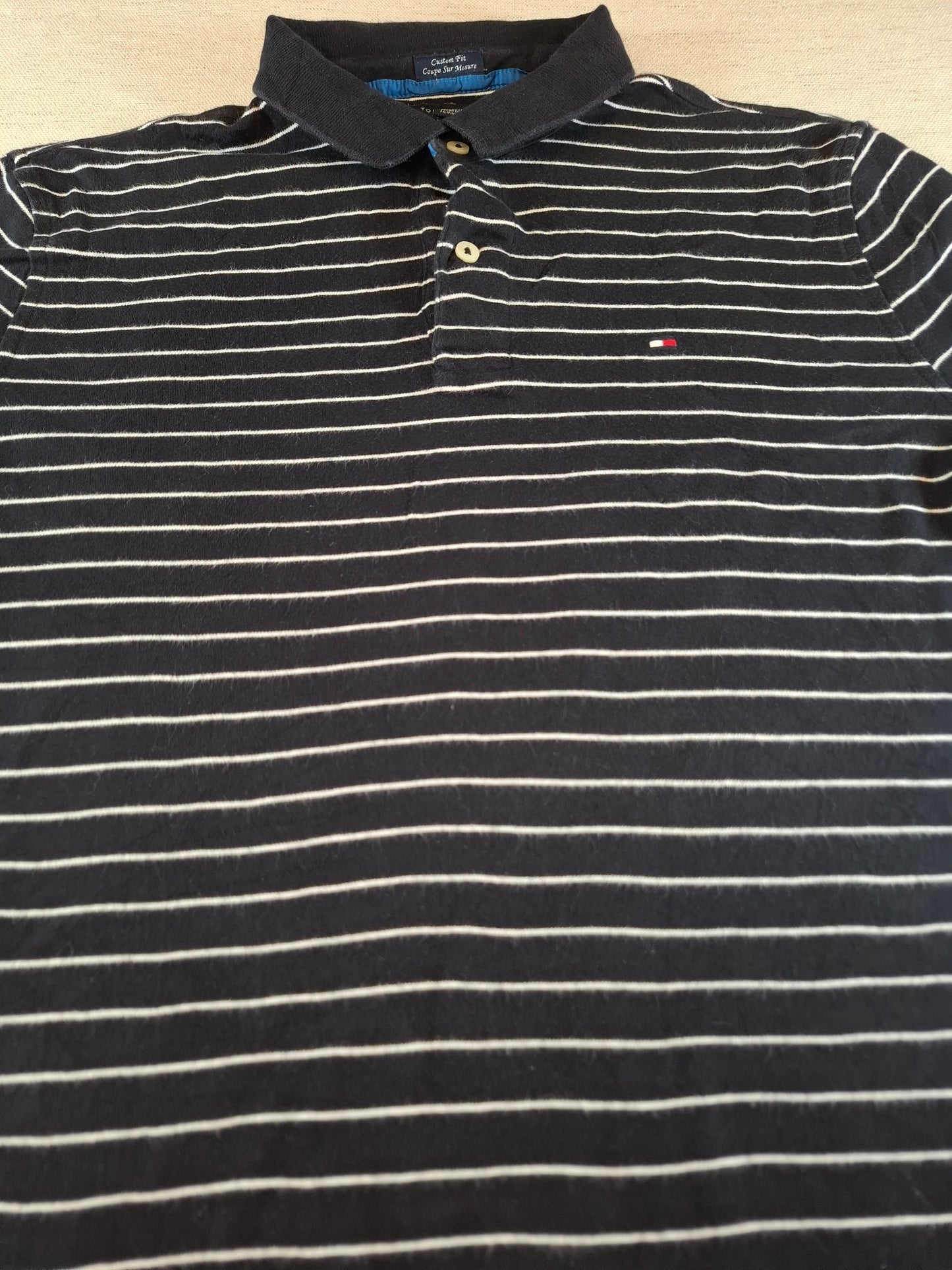 001321 Tommy Hilfiger Polo shirt size M Black/ White stripes