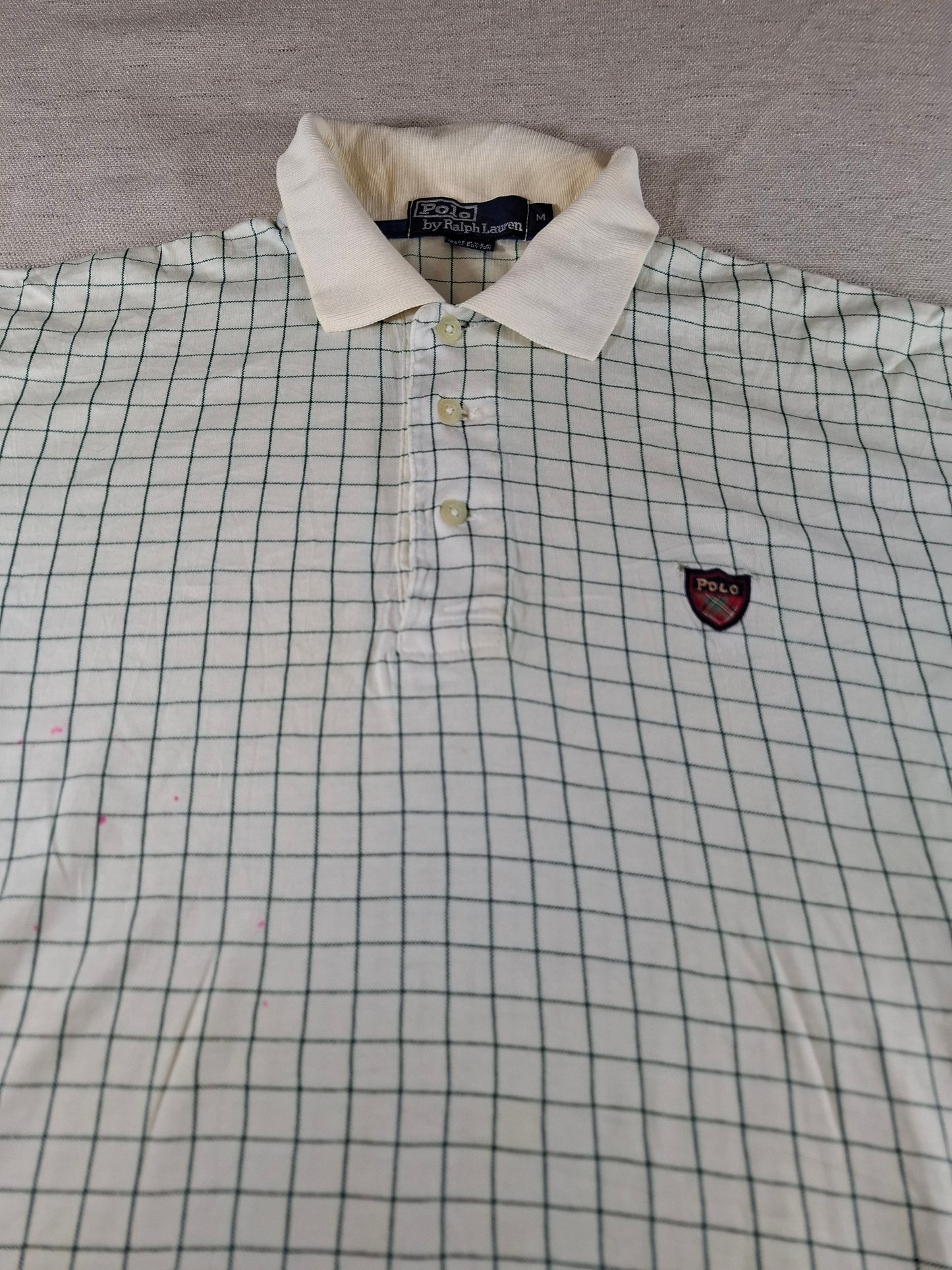 001331 Polo Ralph Lauren Polo shirt size M Beige/ Green checkered