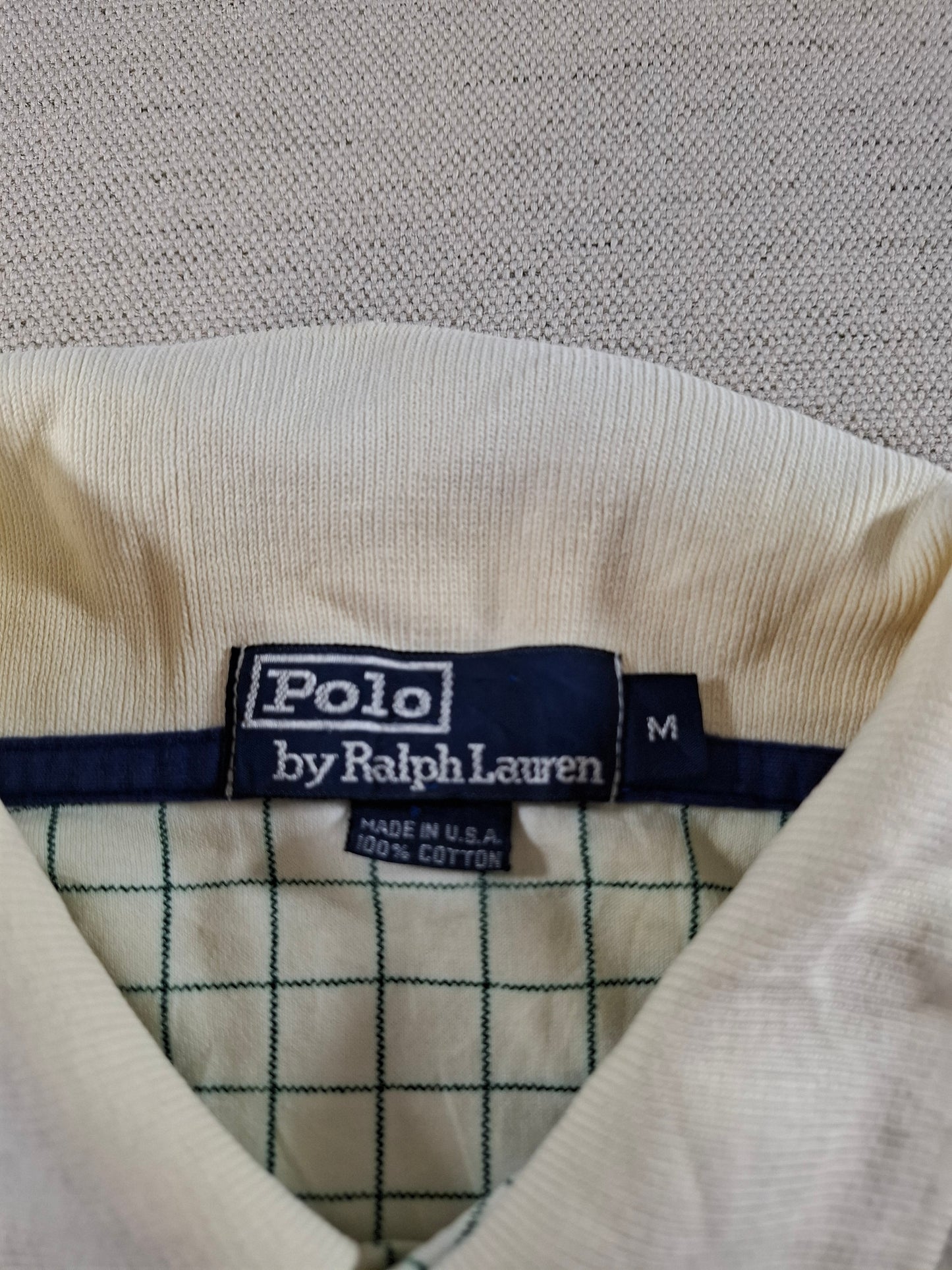 001331 Polo Ralph Lauren Polo shirt size M Beige/ Green checkered