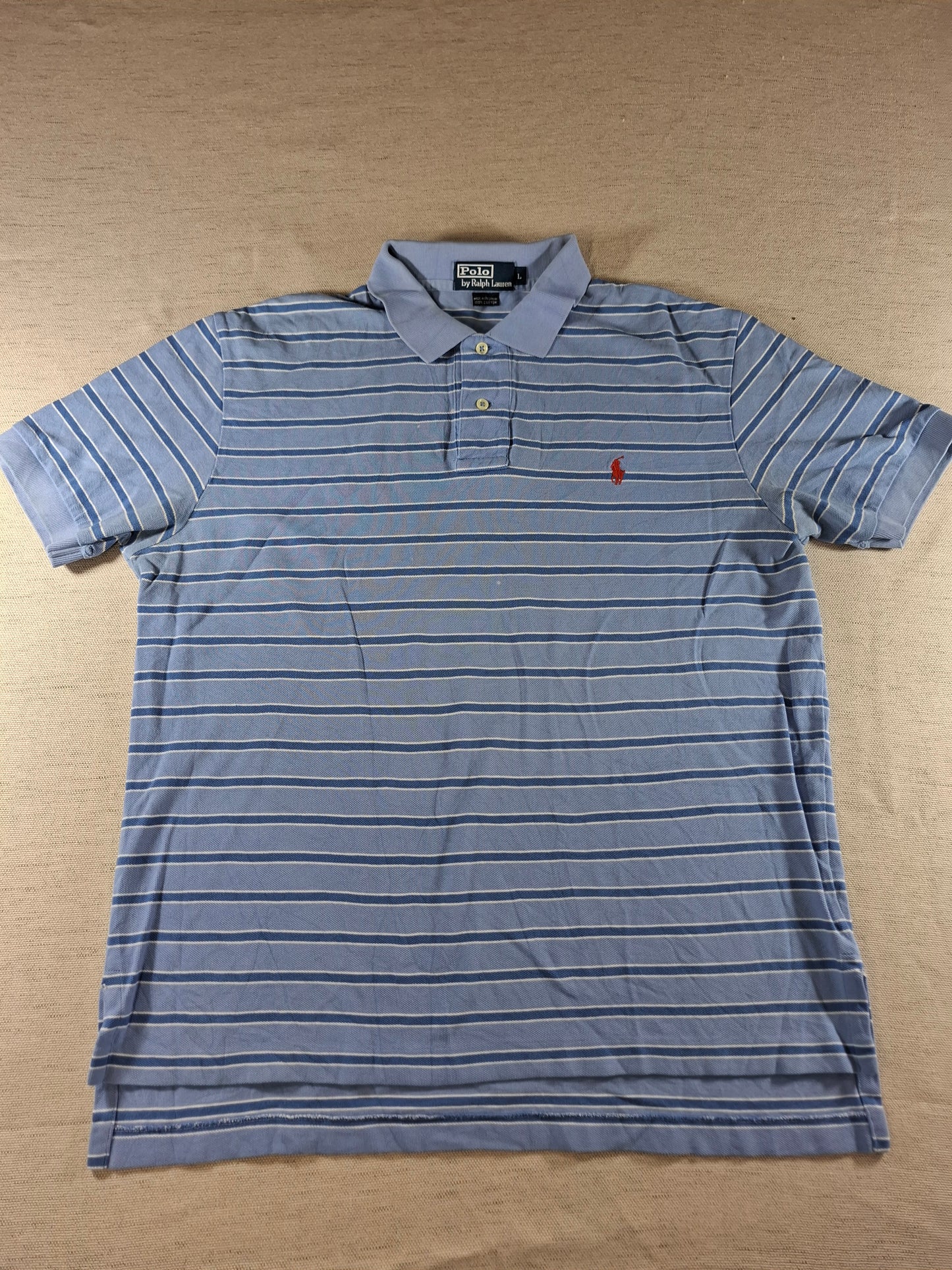 001338 Polo Ralph Lauren Polo shirt size L Lightblue/ Blue stripes