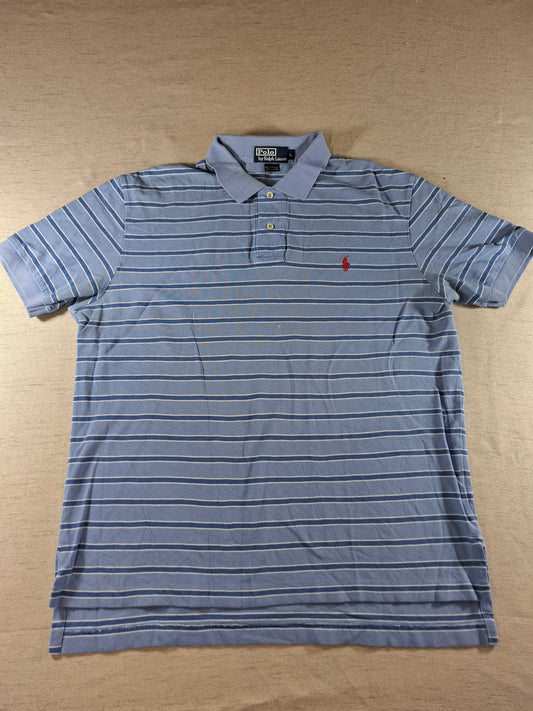 001338 Polo Ralph Lauren Polo shirt size L Lightblue/ Blue stripes