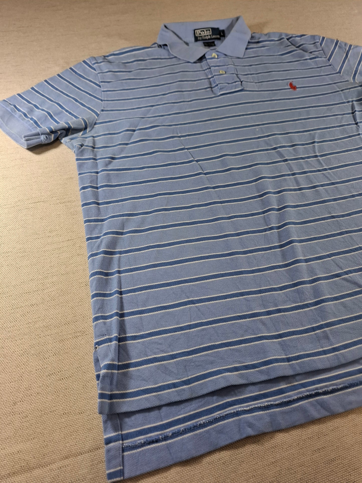 001338 Polo Ralph Lauren Polo shirt size L Lightblue/ Blue stripes