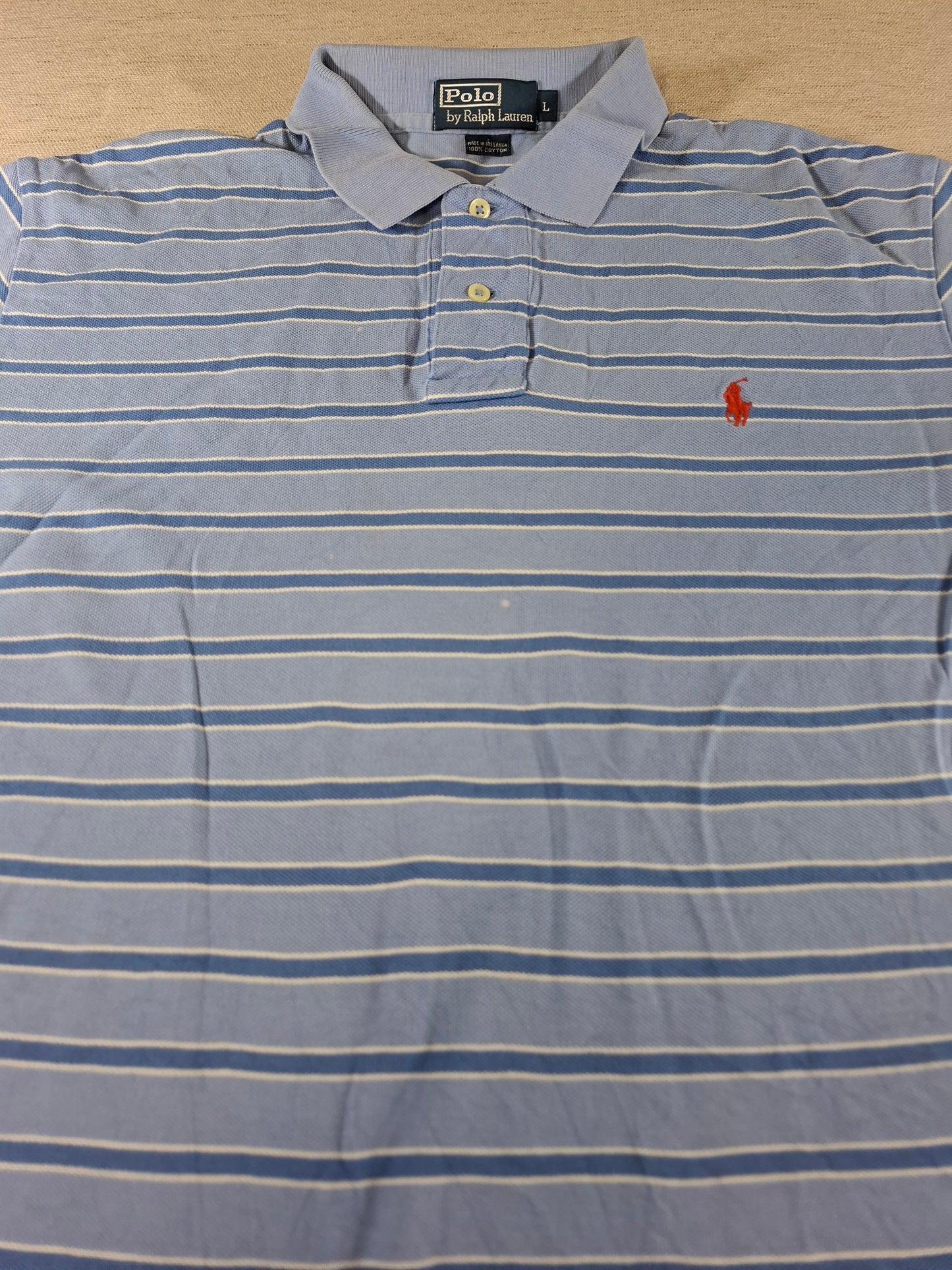 001338 Polo Ralph Lauren Polo shirt size L Lightblue/ Blue stripes