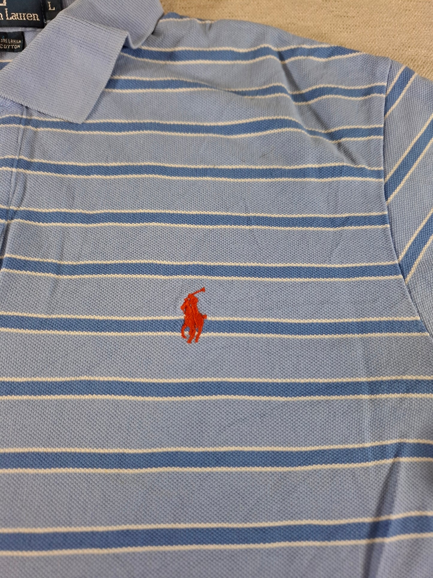 001338 Polo Ralph Lauren Polo shirt size L Lightblue/ Blue stripes