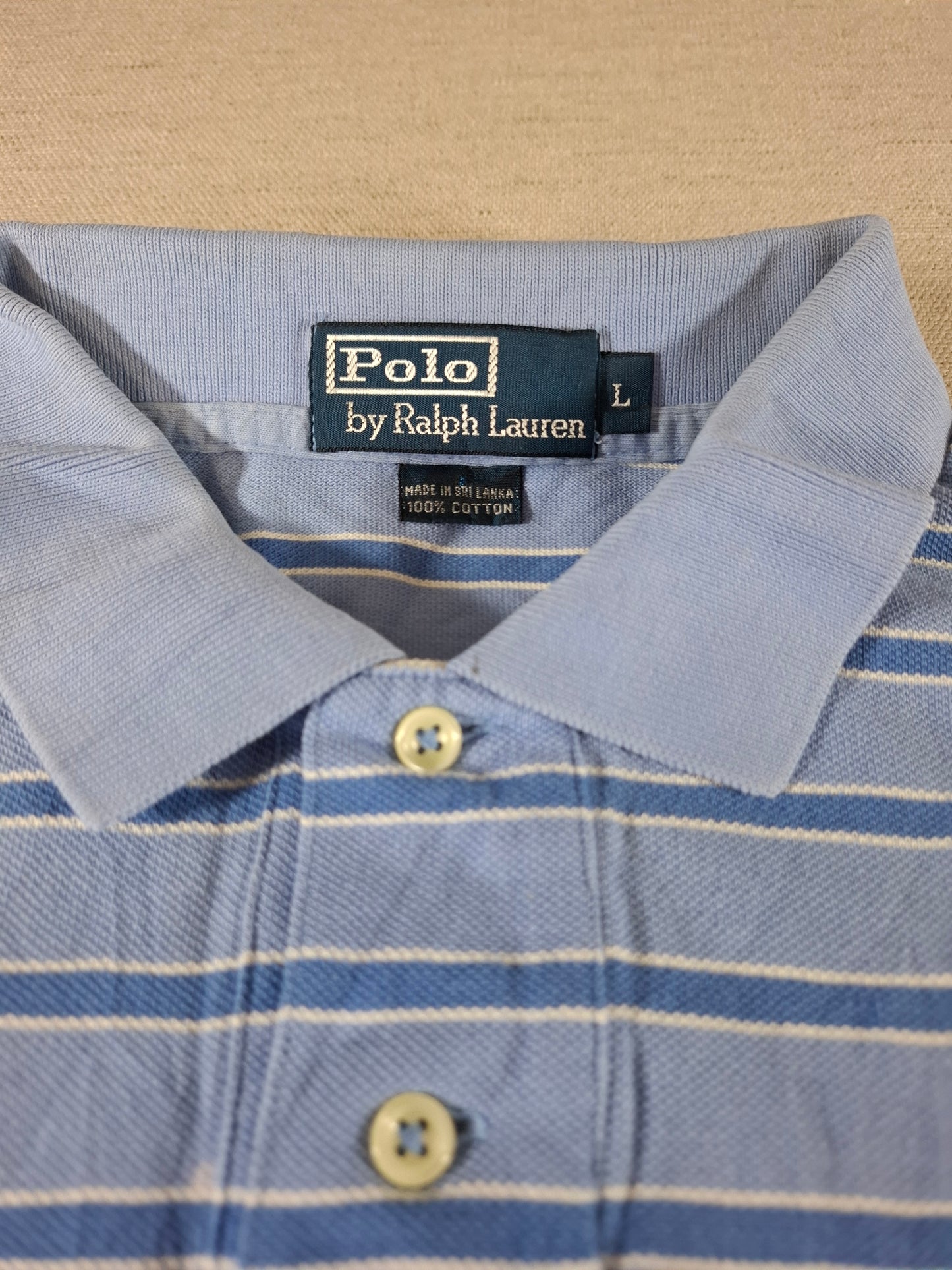 001338 Polo Ralph Lauren Polo shirt size L Lightblue/ Blue stripes