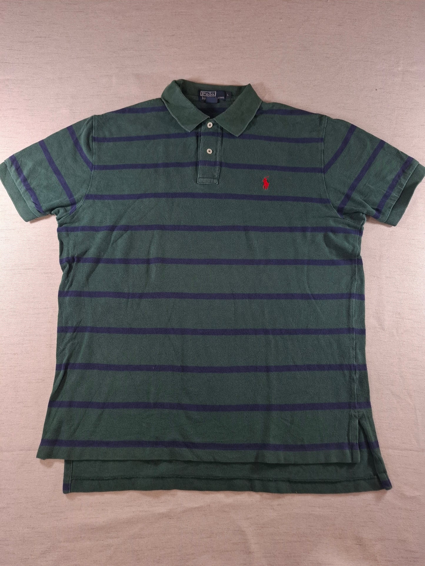 001339 Polo Ralph Lauren Polo shirt size L Green/ navy striped
