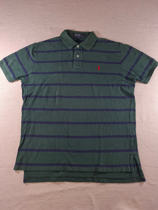 001339 Polo Ralph Lauren Polo shirt size L Green/ navy striped
