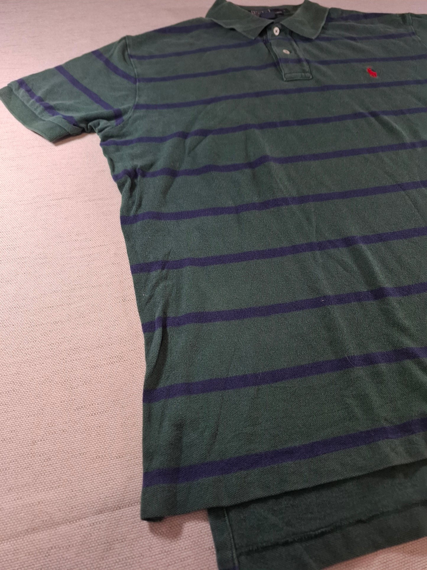 001339 Polo Ralph Lauren Polo shirt size L Green/ navy striped