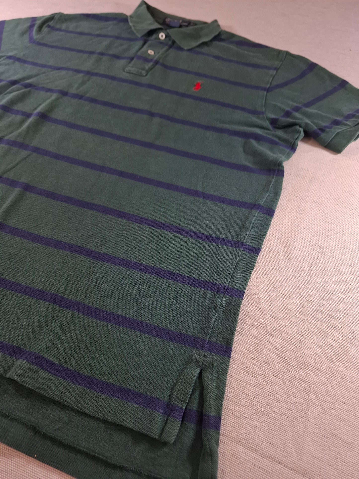001339 Polo Ralph Lauren Polo shirt size L Green/ navy striped