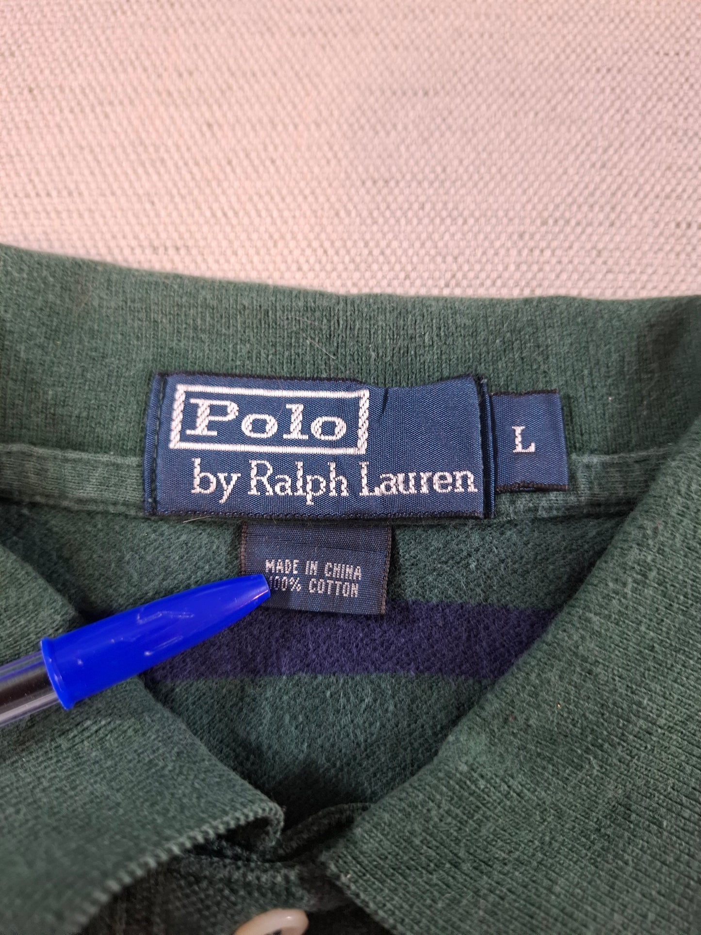 001339 Polo Ralph Lauren Polo shirt size L Green/ navy striped