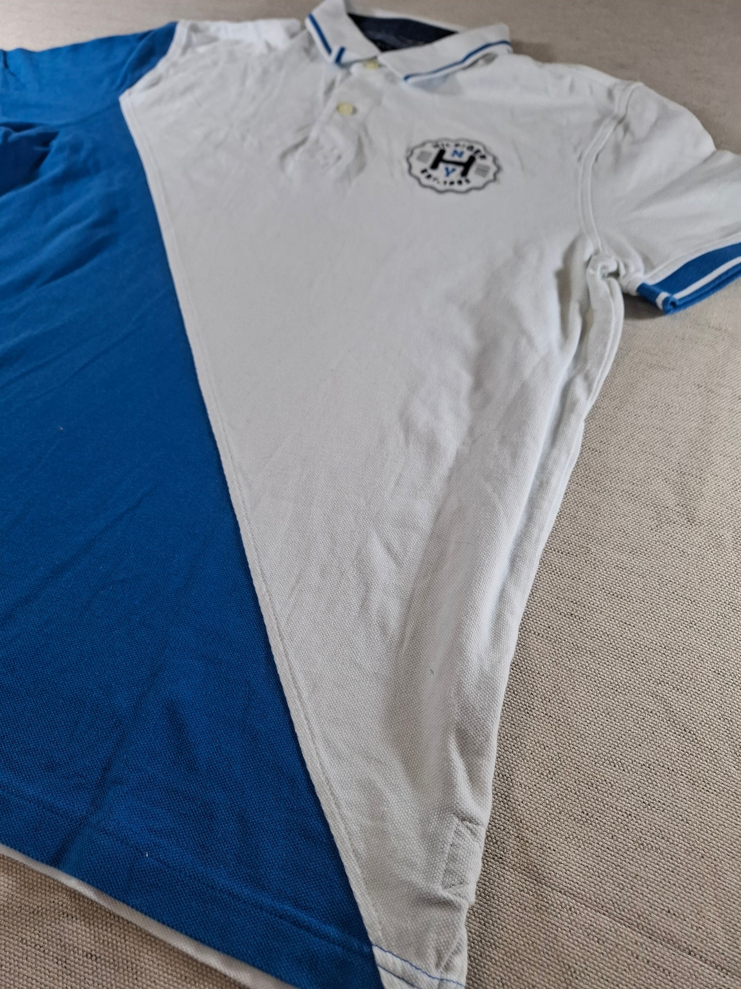 001346 Tommy Hilfiger Polo shirt size L Blue/ White diagonal