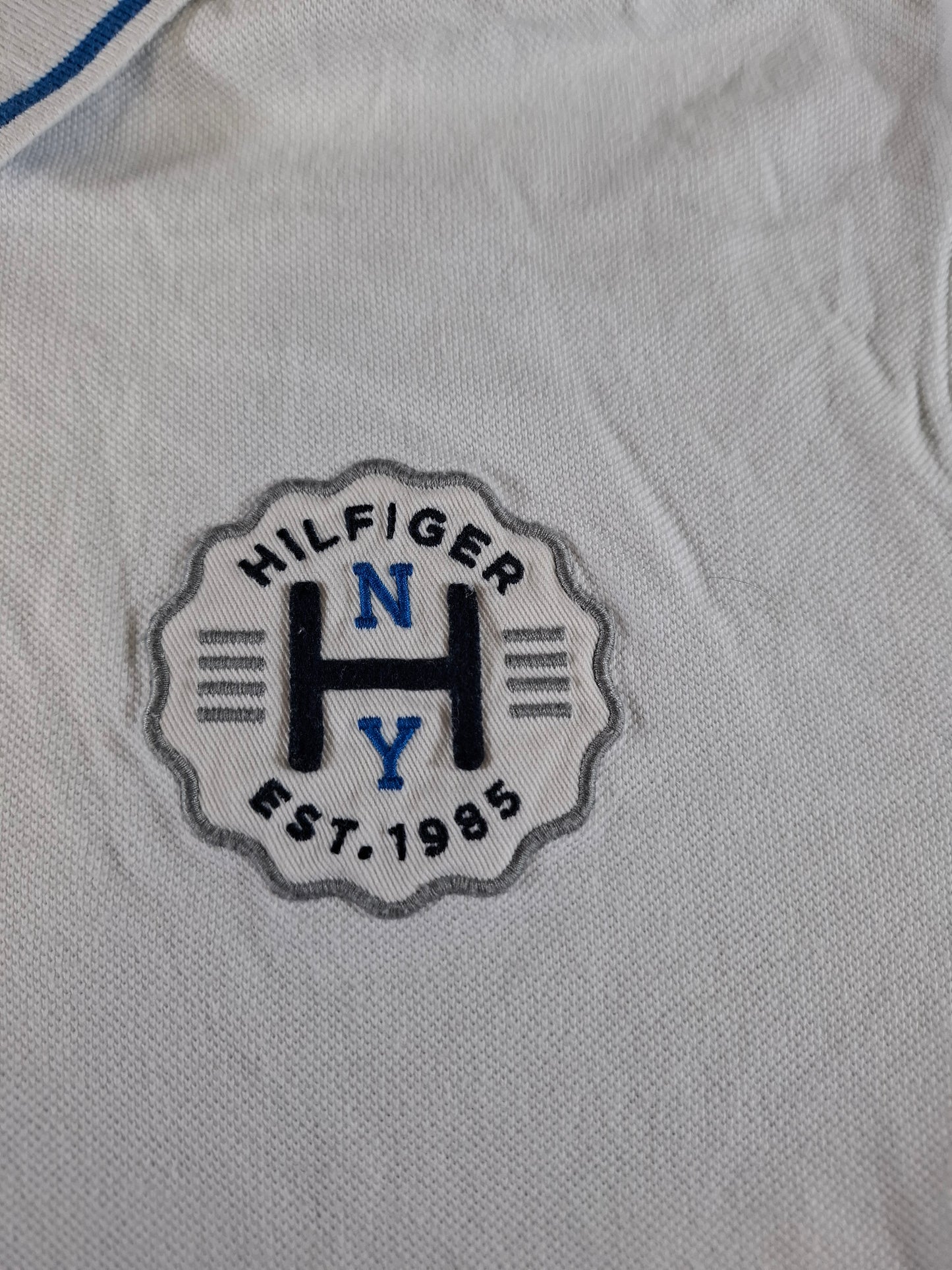 001346 Tommy Hilfiger Polo shirt size L Blue/ White diagonal