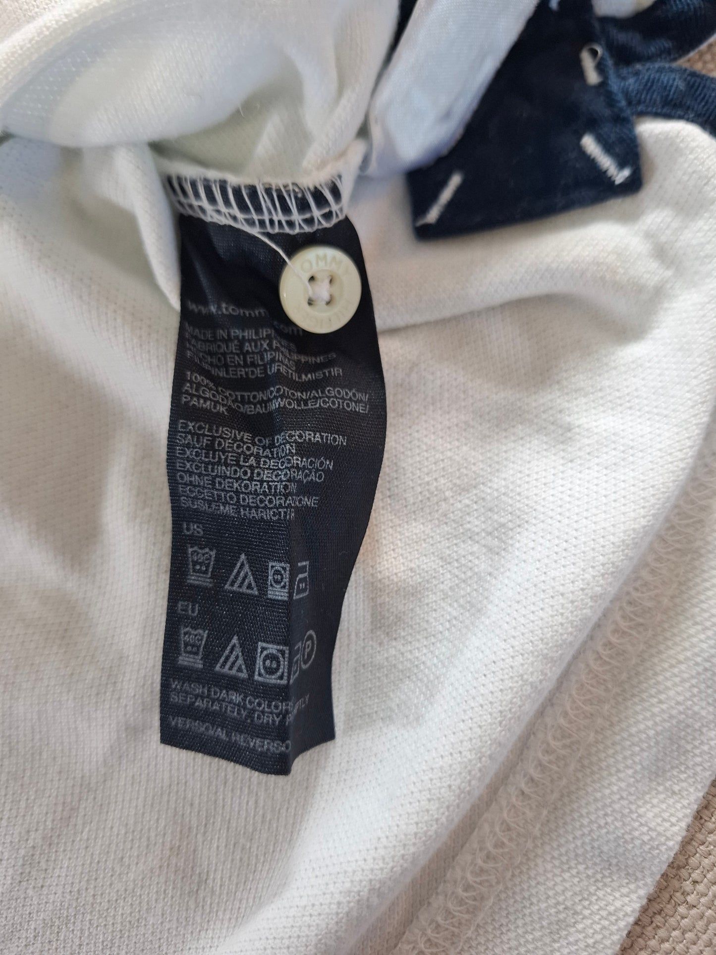 001346 Tommy Hilfiger Polo shirt size L Blue/ White diagonal