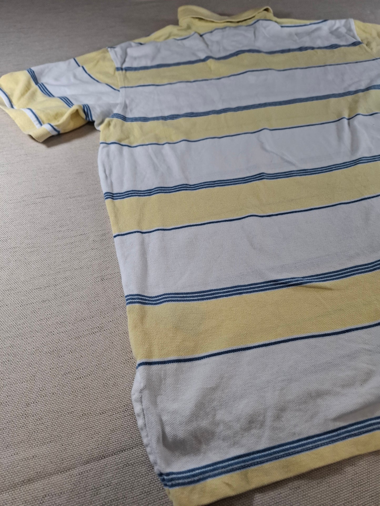 001348 Tommy Hilfiger Polo shirt size XL Yellow/ White/ Blue stripes