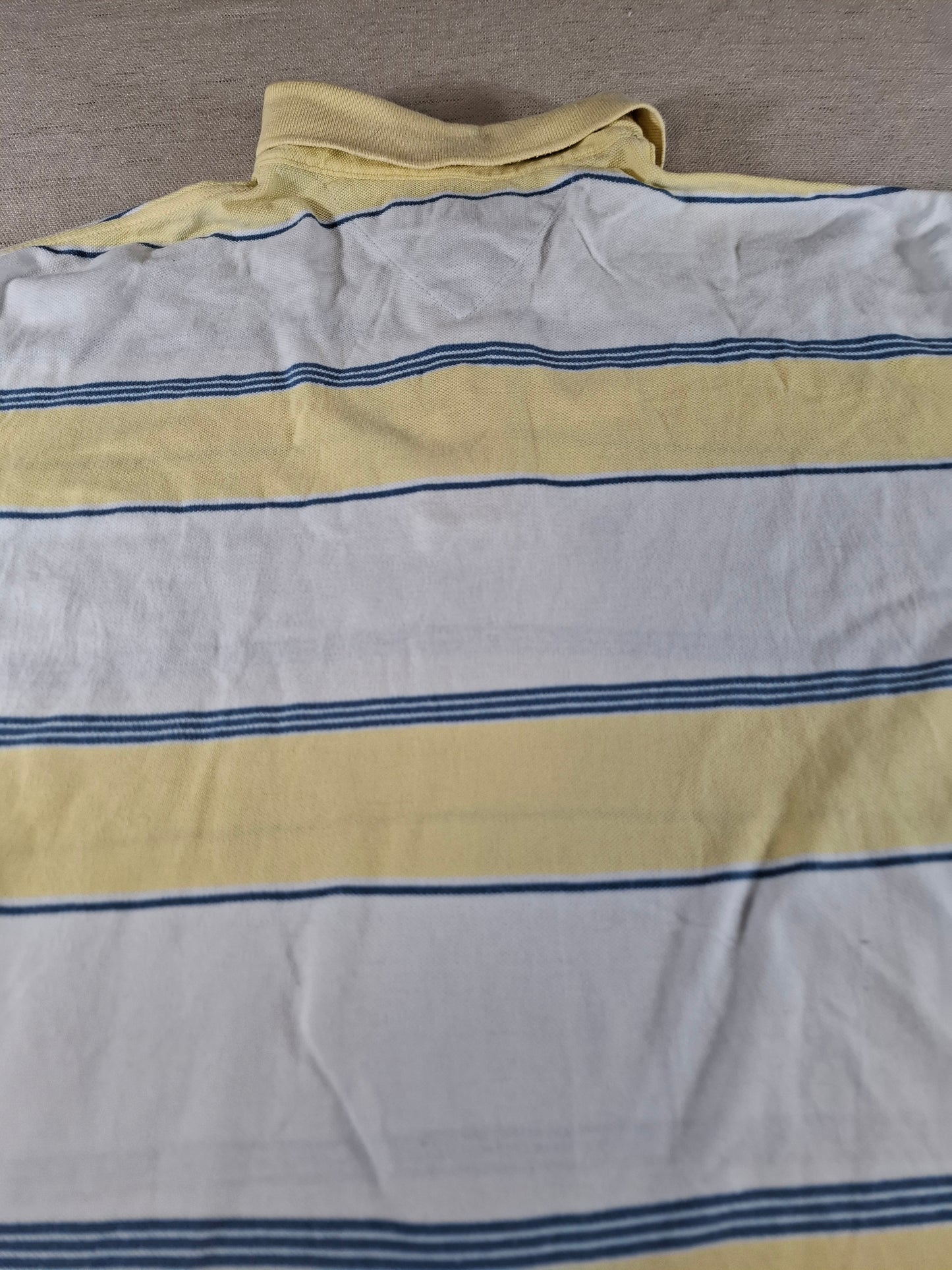 001348 Tommy Hilfiger Polo shirt size XL Yellow/ White/ Blue stripes