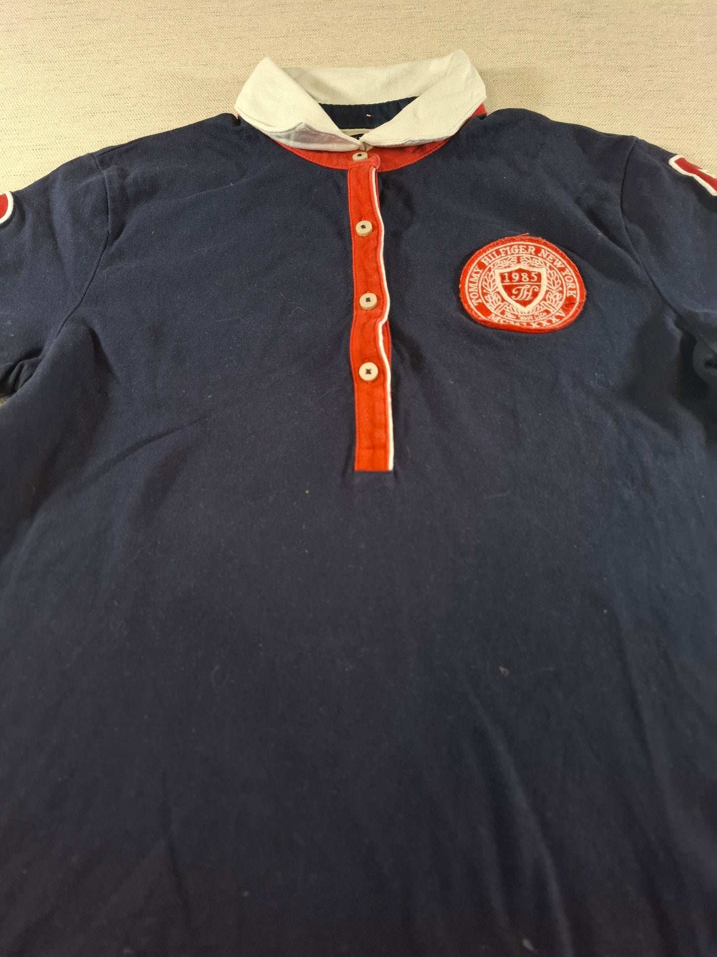 001350 Tommy Hilfiger Polo shirt size M Navy/ Red/ White